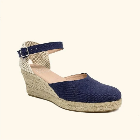 HANKS espadrilles Amorgos wedge sandals blue 100% organic cotton 3 4 5 6 7 8 - Picture 2 of 4